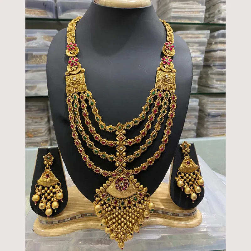 women luxury gold necklaces -Manisha Jewellery Gold Plated Long Necklace Set