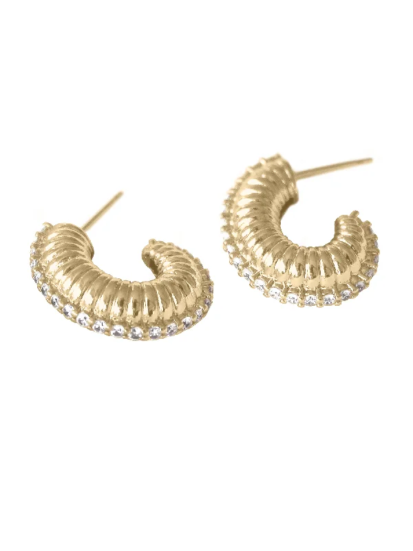 women statement gold earrings -Rolls Earring