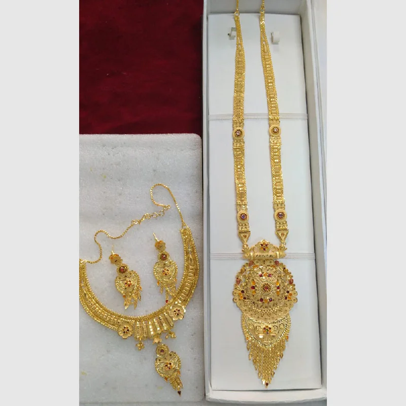 women birthstone necklaces -Pari Art Jewellery Forming Gold Combo Necklace Set