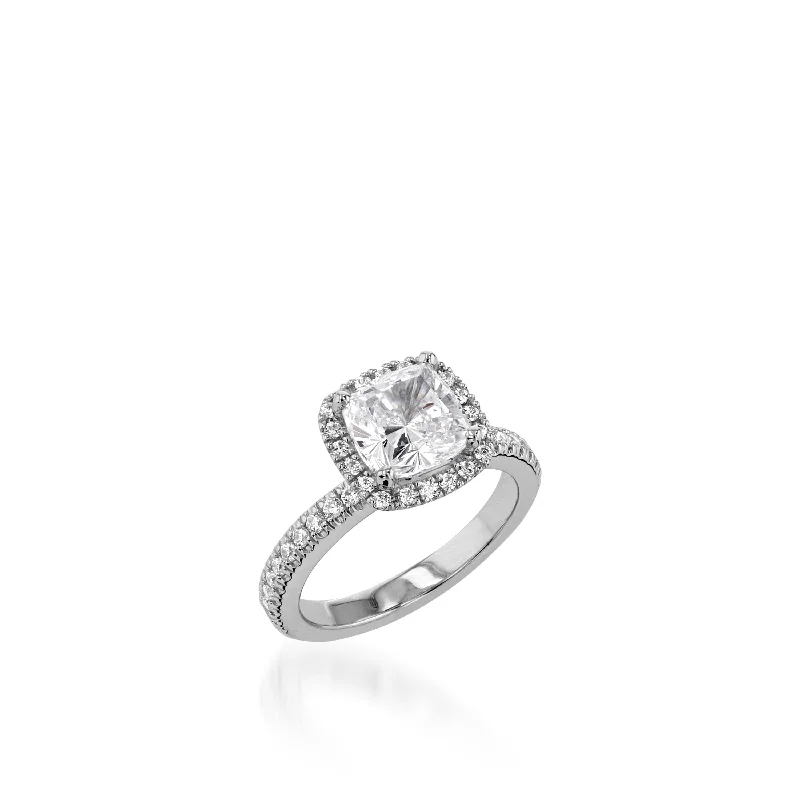 women luxurious engagement rings -Majesty Cushion White Gold Engagement Ring