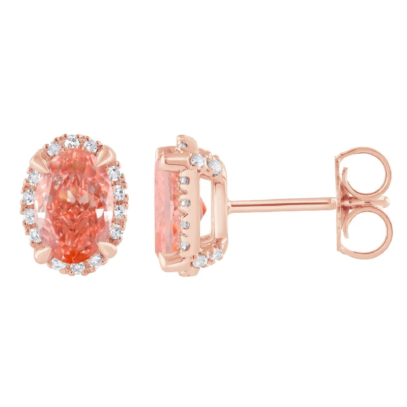 women pearl earrings -Signature EcoLove 2-1/4 CTW Fancy Pink Lab Grown Diamond Earrings in 14KT Rose Gold