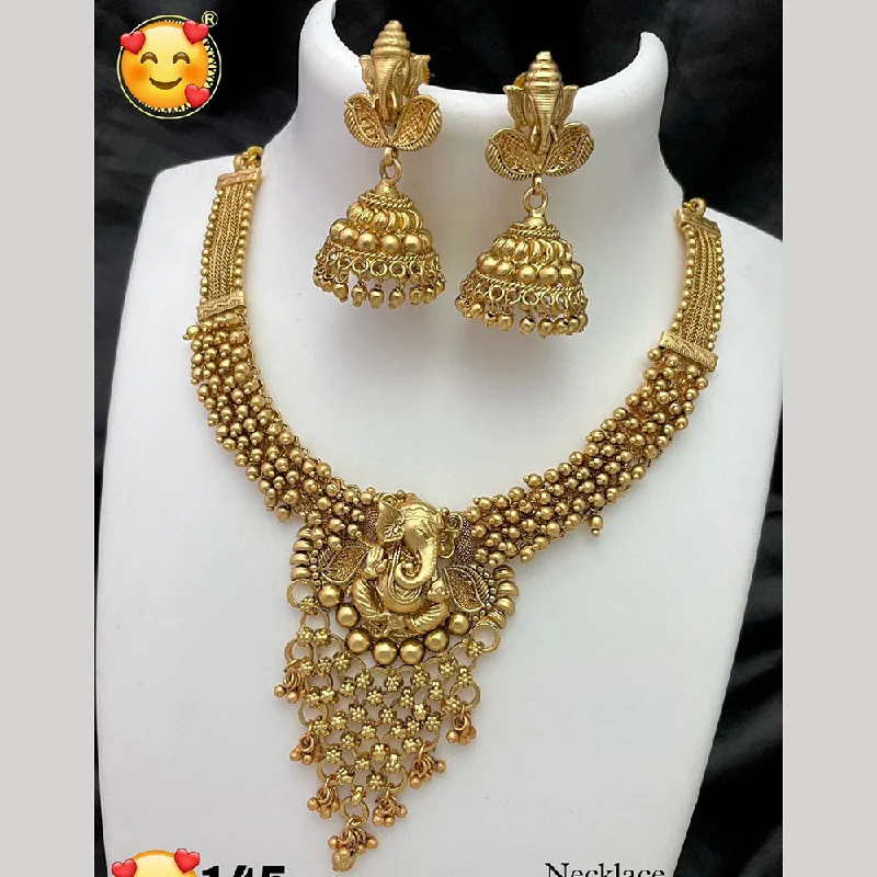 women gemstone necklaces -Manisha Jewellery Gold Plated Temple Necklace Set