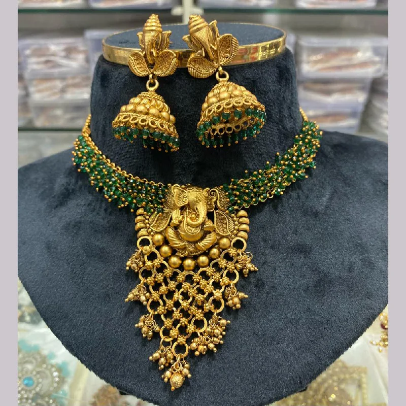 women pearl necklaces -Manisha Jewellery Gold Plated Temple Necklace Set