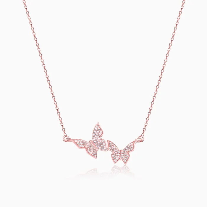 women luxurious necklaces -Rose Gold Wavering Wings Necklace