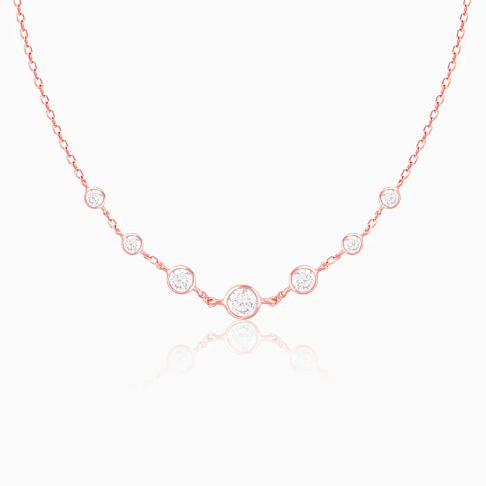 women engagement necklaces -Rose Gold Stoned Necklace