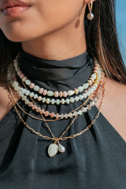 women choker necklaces -Pink Opal and Pikake Necklace - Aonani