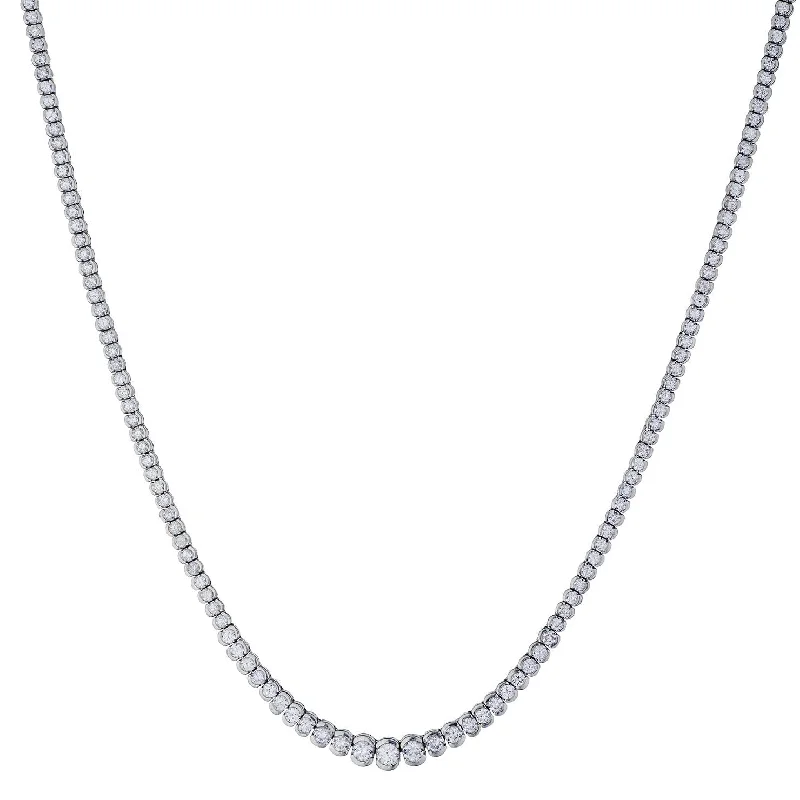 women stackable necklaces -HALF BEZEL SET DIAMOND TENNIS NECKLACE