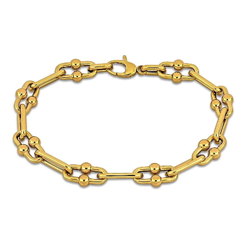 women bracelet sets -Miadora 8.5mm Fancy Oval Link Bracelet 14K Yellow Gold-8 in