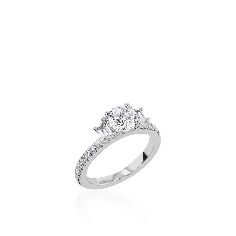 women solitaire engagement rings -Essence Three Stone  White Gold Engagement Ring