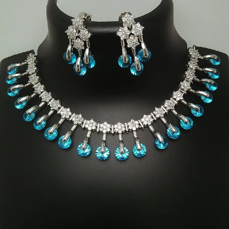 women eternity necklaces -Manisha Jewellery Silver Plated AD Stone Necklace Set