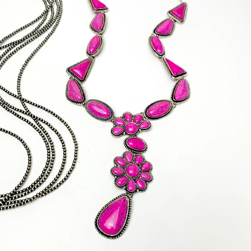 women romantic necklaces -One Call Away Lariat Necklace with Fuchsia Pink Stones