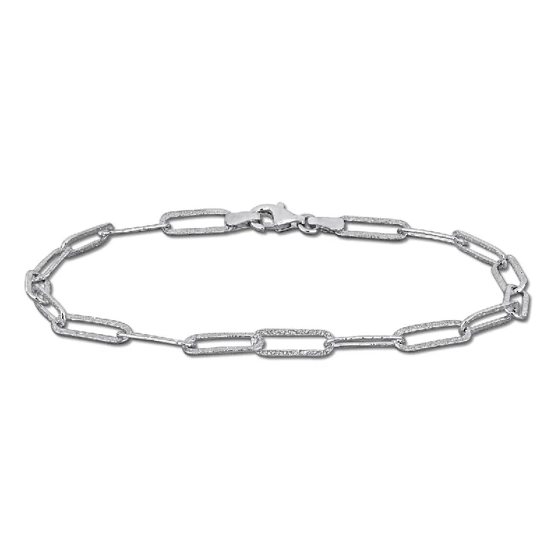 women stacked bracelets -Miadora 11x3.5mm Paperclip Link Bracelet Sterling Silver-7.25 in