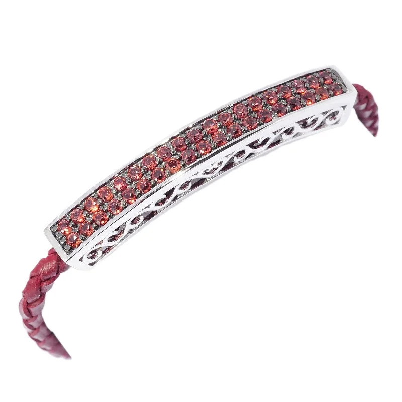 women customized bangles -925 Sterling Silver Red Garnet Bracelet