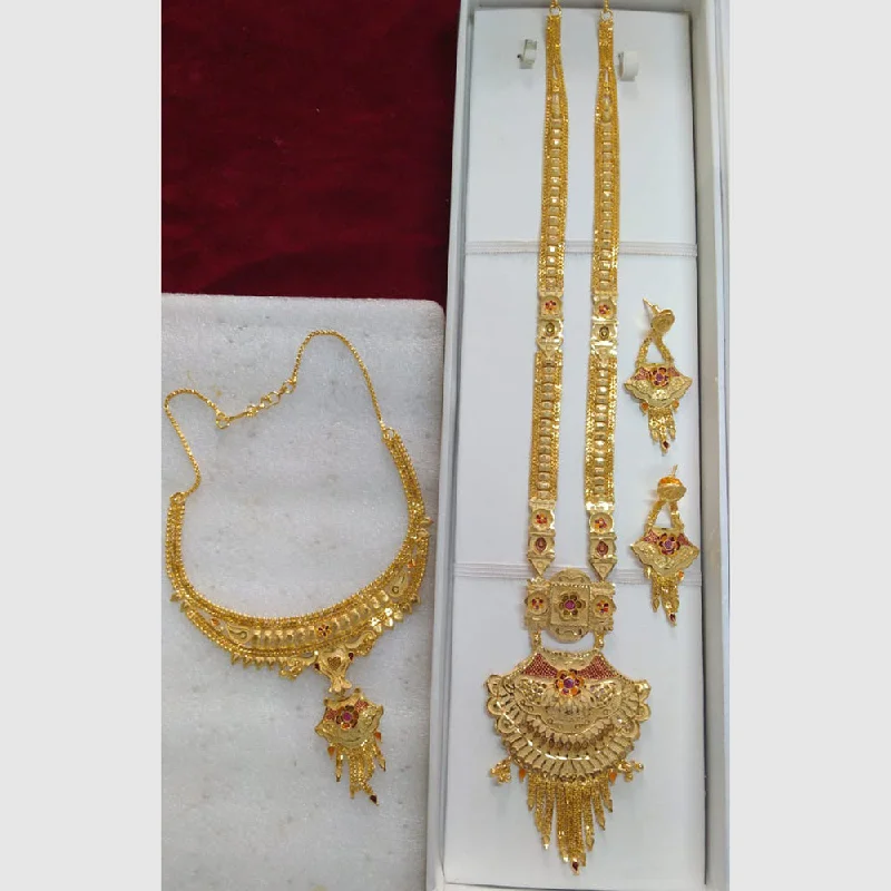 women short necklaces -Pari Art Jewellery Forming Gold Combo Necklace Set