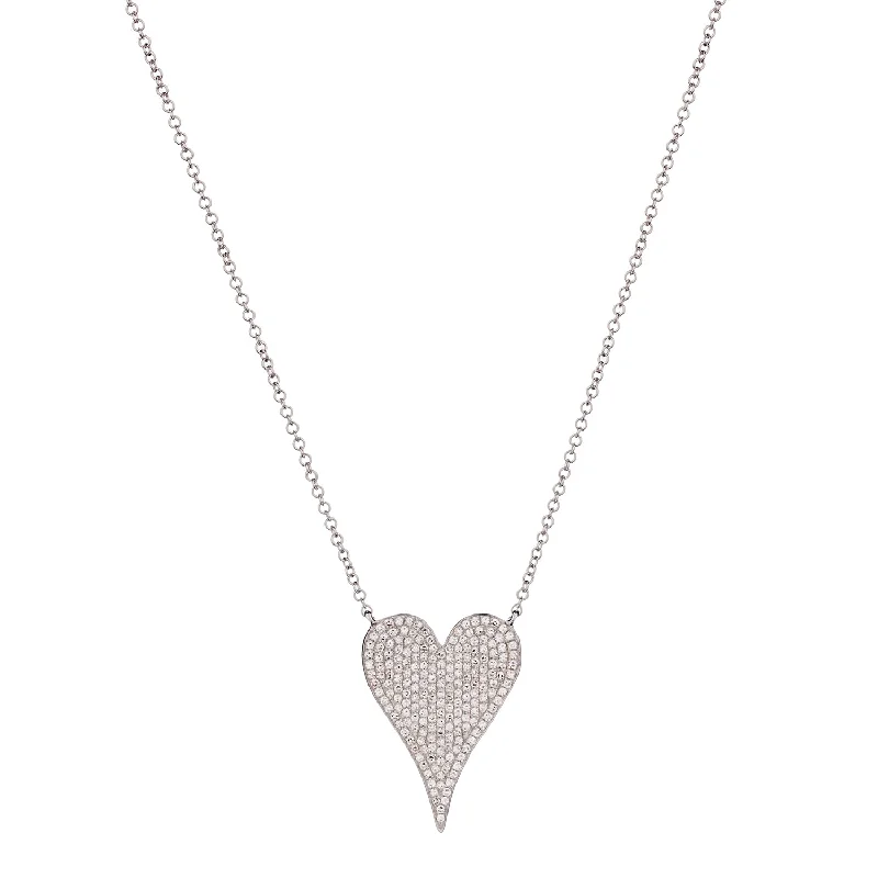 women statement necklaces -PAVÉ DIAMOND HEART NECKLACE