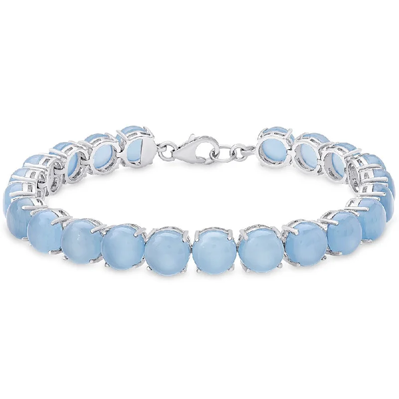 women bangles -Dolce Giavonna Sterling Silver Sea Blue Chalcedony Bracelet