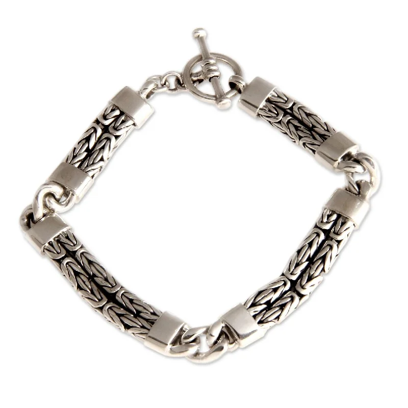 women trendy bracelets -NOVICA Handmade Modern Naga Chain Sterling Silver Bracelet (Indonesia)