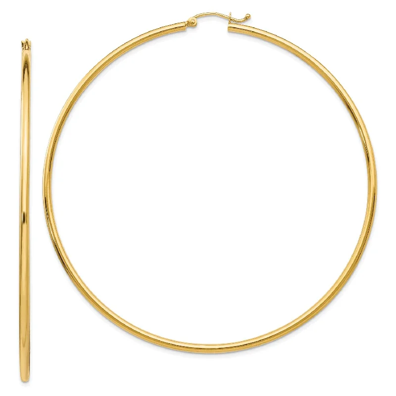 women gemstone stud earrings -14KT Yellow Gold 75X2MM Hoop Earrings