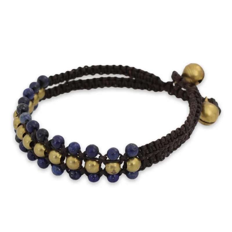 women engraved bracelets -Brass 'Blue Joy' Lapis Lazuli Bracelet