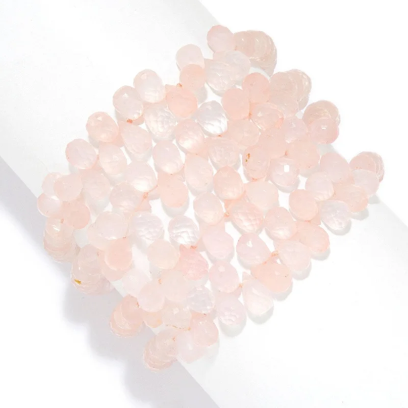 women dainty bracelets -Dallas Prince Designs Sterling Silver 7.5" or 8.5" Rose Quartz Beaded Bracelet