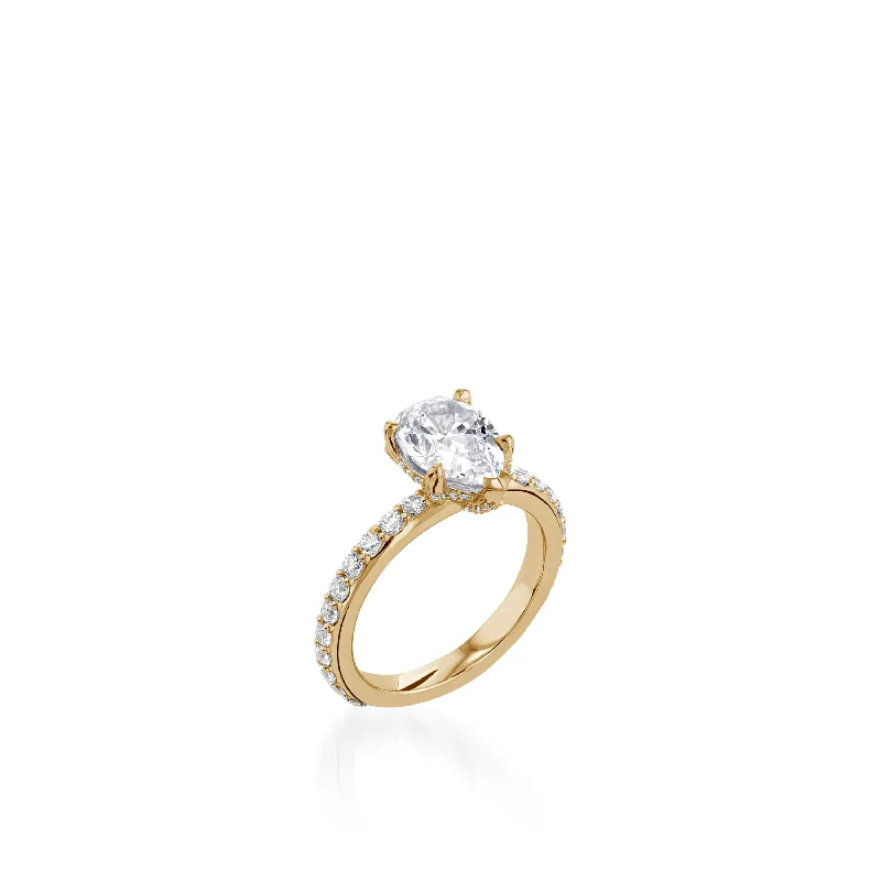 women vintage diamond engagement rings -Duchess Pear Yellow Gold Engagement Ring