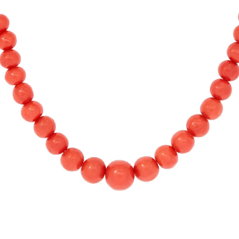 women wedding necklaces -Victorian 10k Graduated Coral Bead Necklace