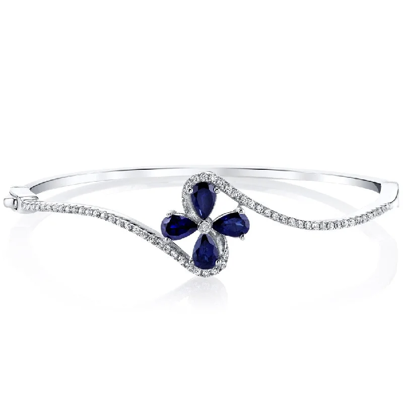 women birthstone bangles -2 ct Sapphire Bangle Bracelet in Sterling Silver