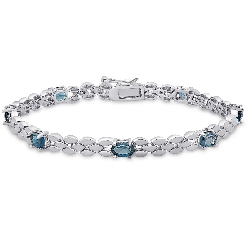 women charm bangle bracelets -Dolce Giavonna Sterling Silver London Blue Topaz Bracelet