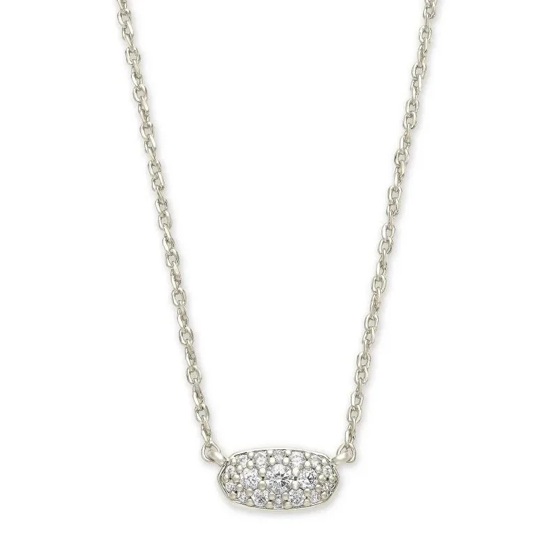 women classic pendant necklaces -Kendra Scott | Grayson Silver Pendant Necklace in White Crystal