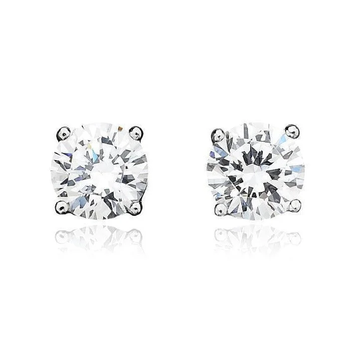 women minimalistic gold earrings -Crislu Platinum Plated Sterling Silver and Cubic Zirconia Stud Earrings