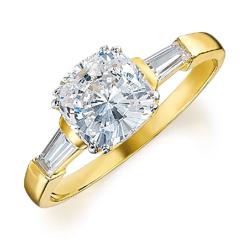 women gemstone wedding rings -Cushion  Cut  Baguette  Ring