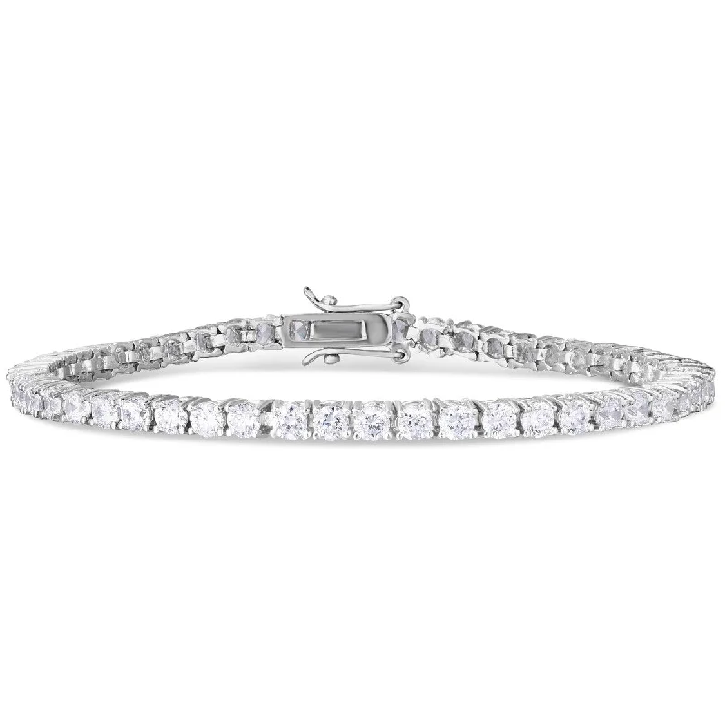 women trendy bangles -Cubic Zirconia Tennis Style Silver Plated Bracelet