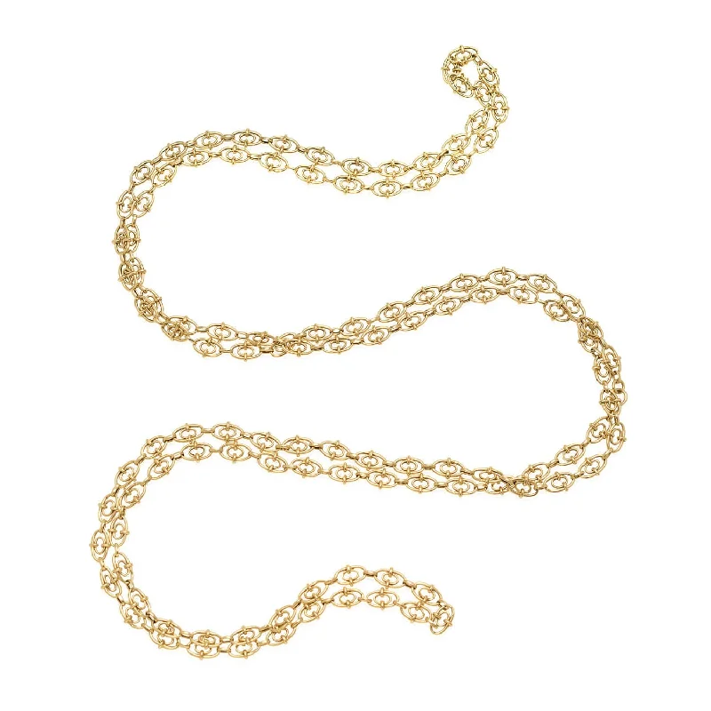 women double-layer necklaces -Victorian 18kt Fancy Link Chain Necklace 44.5g