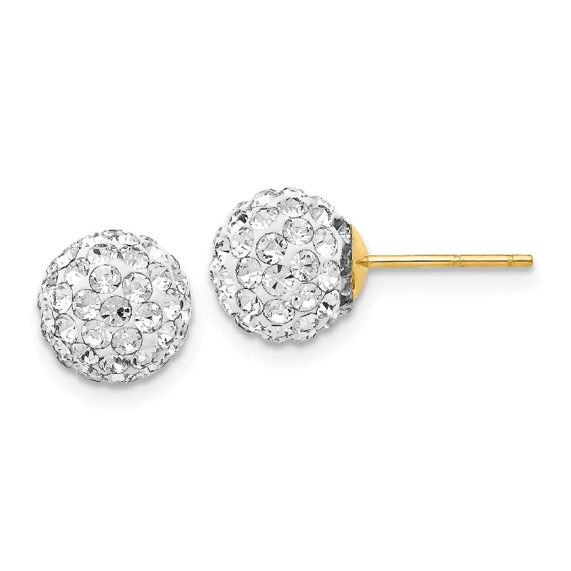 women wedding earrings -14KT Yellow Gold Crystal 8MM Ball Stud Earrings