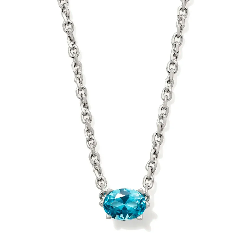 women birthday gift necklaces -Kendra Scott | Cailin Silver Pendant Necklace in Aqua Crystal