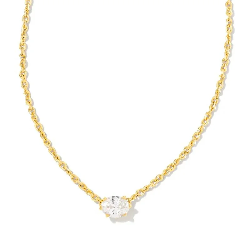 women eco-friendly necklaces -Kendra Scott | Cailin Gold Pendant Necklace in White Crystal