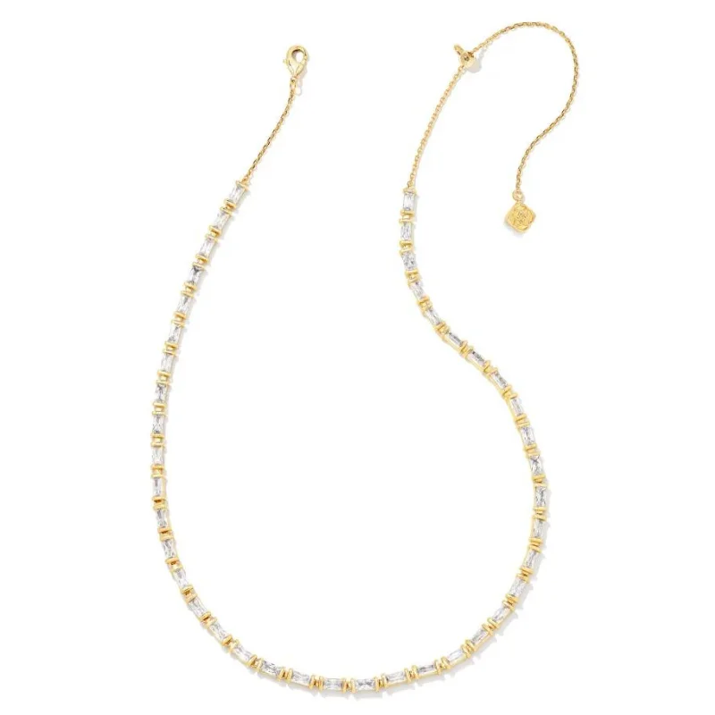 women luxurious necklaces -Kendra Scott | Juliette Gold Strand Necklace in White Crystal