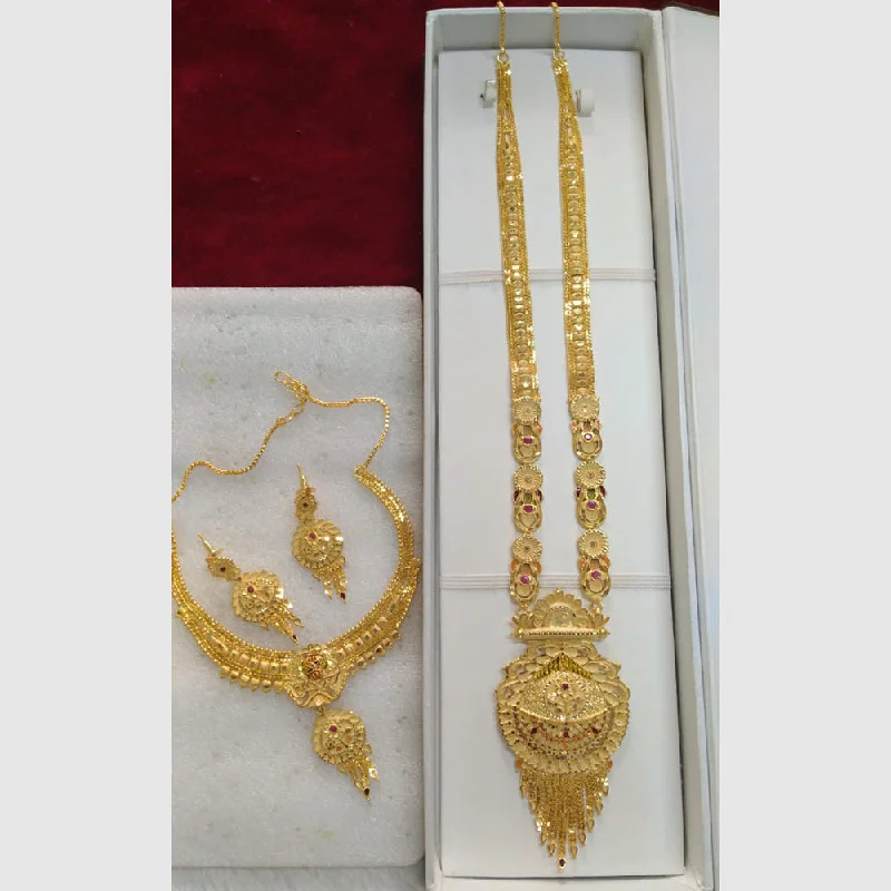 women choker necklaces -Pari Art Jewellery Forming Gold Combo Necklace Set