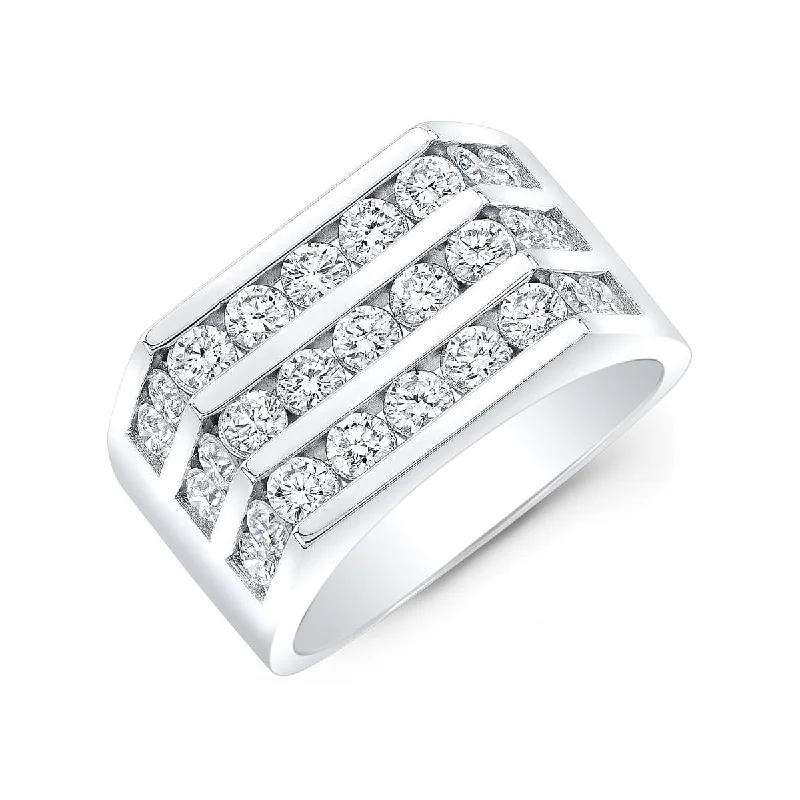 women chic engagement rings -2.00 Carat Men's Channel Set Round Cut Diamond Ring 11mm Width