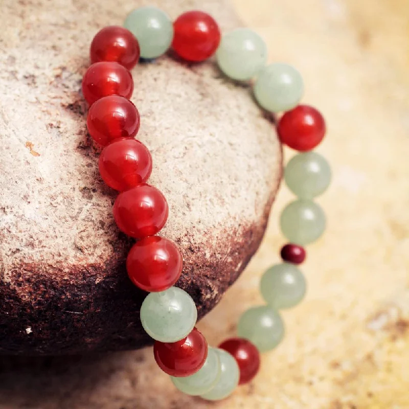 women gemstone bracelets -Handmade Agate Aventurine 'Forest Sunset' Bracelet (Peru)