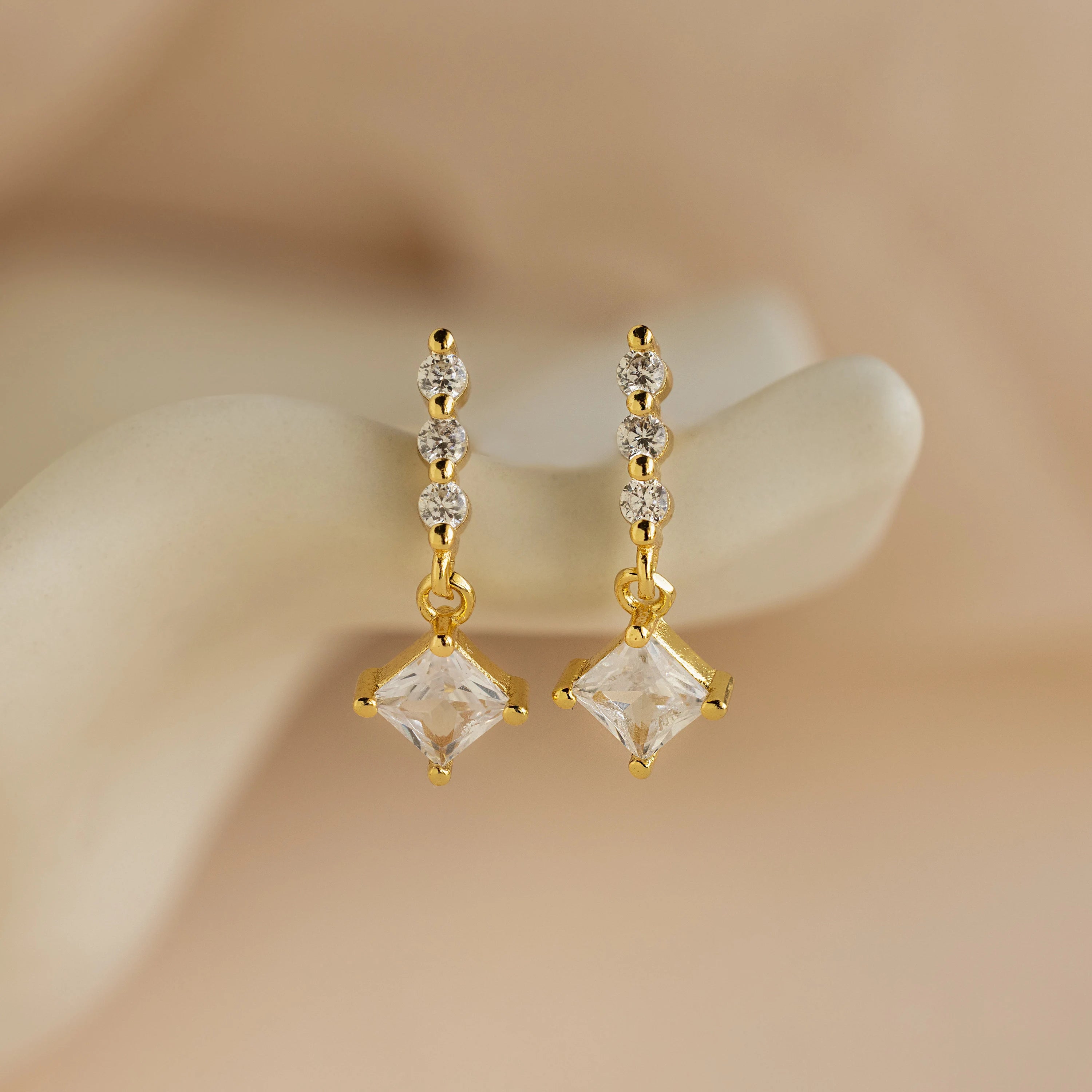 women designer hoop earrings -Princess Diamond Drop Studs