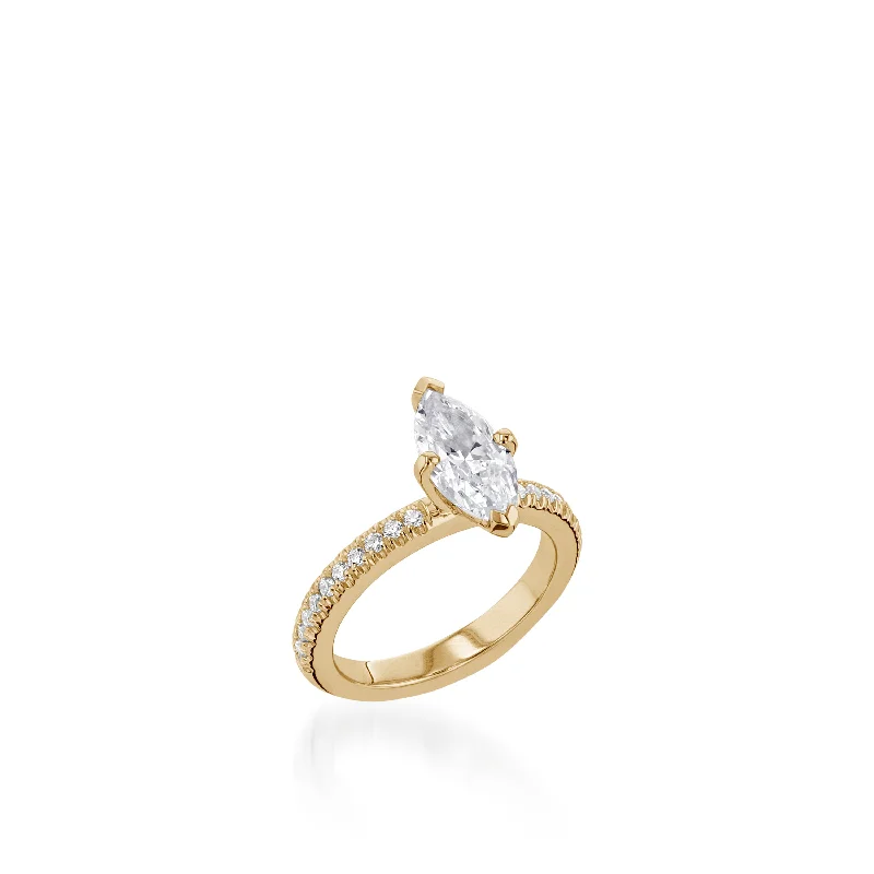 women eco-friendly engagement rings -Essence Marquise Yellow Gold Engagement Ring