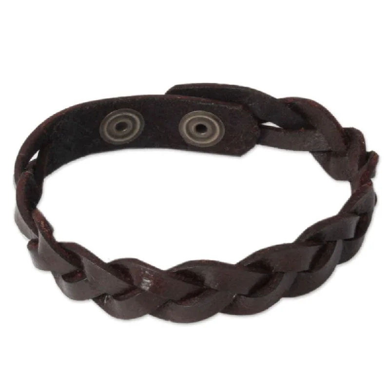 women bridal bracelets -Handmade Men's Leather 'Three Rivers' Bracelet (Thailand)