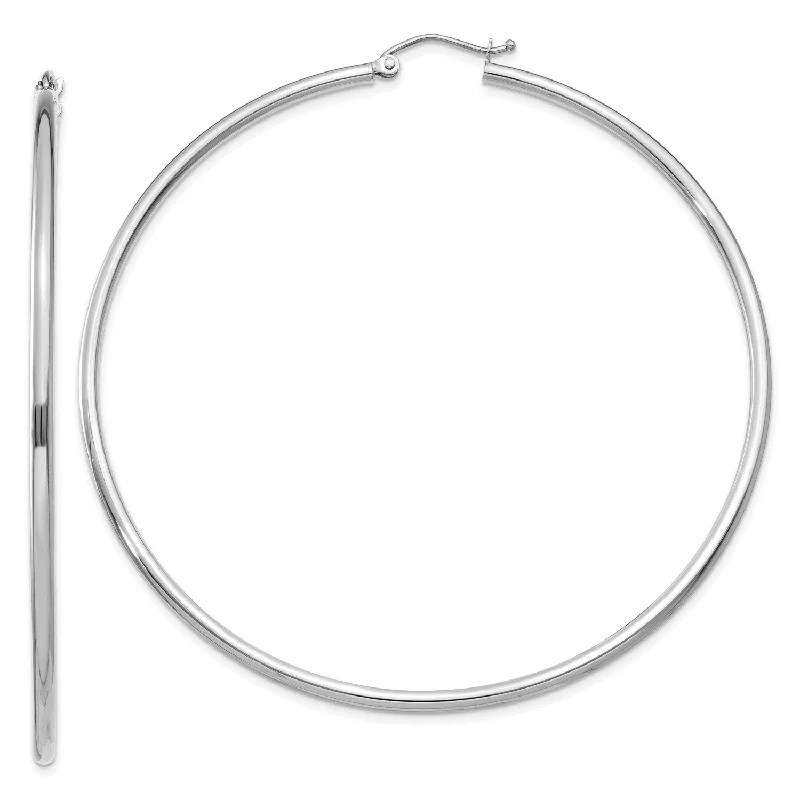 women romantic earrings -14KT White Gold 65X2MM Hoop Earrings