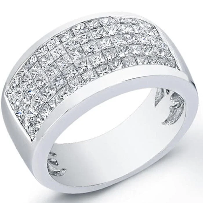 women bold engagement rings -2.00 Carat Princess Cut Invisible Set Diamond Ring