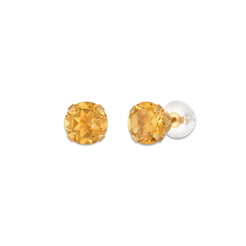 women stud earrings -Citrine Birthstone Stud Earrings in 10KT Gold