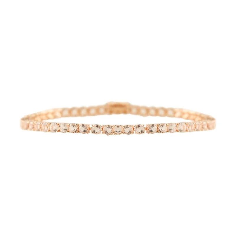 women diamond bracelets -14K Rose Gold Over Sterling Silver Morganite Tennis Bracelet SZ 8 - Pink