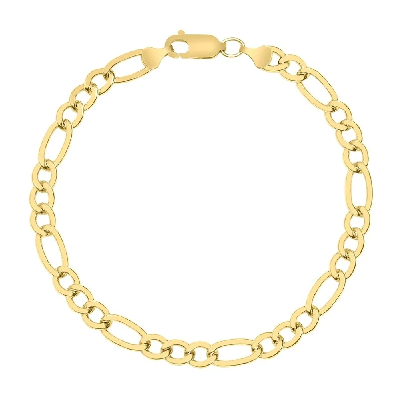 women gold tennis bracelets -14K Yellow Gold Filled 6MM Figaro Bracelet with Lobster Clasp