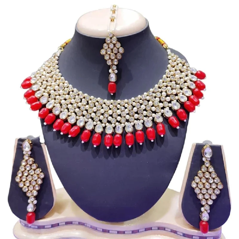 women modern necklaces -Lucentarts Jewellery Gold Plated Austrian Stone Necklace Set