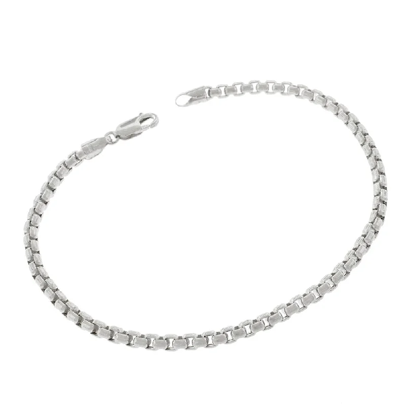 women elegant bracelets -14k White Gold 3.5mm Round Box Link Bracelet Chain 7"